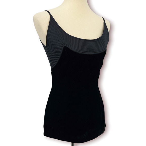 VINTAGE Valentino Boutique Black Velvet Quilted Detail Cami Top Size 10 - Picture 3 of 10